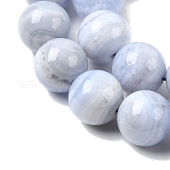 天然石ブルーレースアゲートビーズ連売り  ラウンド  12~12.5mm  穴：0.8mm  約32~34個/連  15.35~15.63''（39~39.7センチメートル）&nbsp;G-G344-A06-12mm