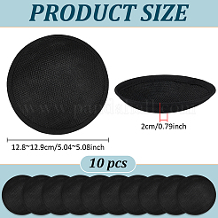 帽子用模造麻ラウンドファシネーターハットベース10個  ブラック  128~129x20mm&nbsp;AJEW-BC0009-73