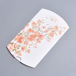 紙枕ボックス  ギフトキャンディー梱包箱  クリアウィンドウ付き  花柄  ホワイト  12.5x8x2.2cm&nbsp;LS-CON-G007-03A-09