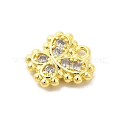 本物の 18k 金メッキ ラックメッキ 真鍮 マイクロパヴェ キュービックジルコニア ペンダント チャーム  鉛フリー＆カドミウムフリー  蝶  12x12x2.5mm  穴：1.4mm&nbsp;KK-S396-03C