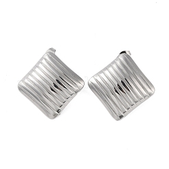 304ステンレススチールイヤリング  正方形  プラチナ  29x29mm&nbsp;LS-EJEW-O004-04P