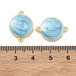 Brass Enamel Flat Round Links Connector Charms&nbsp;KK-D229-06G-01