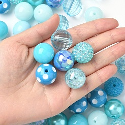 50個 10スタイル アクリル&樹脂ラウンドビーズセット  ピンク  20mm  穴：2~3mm&nbsp;DIY-YW0012-03A