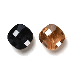 電気メッキガラスビーズ  半分メッキ  多面カット  正方形  ミックスカラー  15x15x8mm  穴：1mm&nbsp;X-EGLA-D029-M