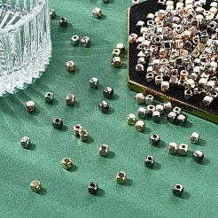 400個4色ccbプラスチックビーズ  キューブ  ミックスカラー  4x4x4mm  穴：1mm  100個/カラー&nbsp;CCB-YW0001-60