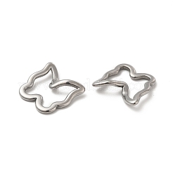変色しない304ステンレススチール製リンクリング  ねじれた蝶  ステンレス鋼色  15x15.5x3.5mm  内径：10x11.5mm&nbsp;STAS-F283-06P