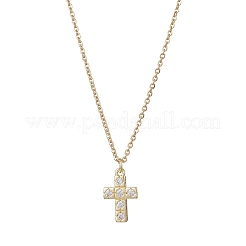 Brass Micro Pave Clear Cubic Zirconia Pendant Necklace&nbsp;NJEW-JN05390-03
