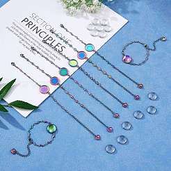 DIY Rainbow Color Blank Dome Link Bracelet Making Kit&nbsp;DIY-SZ0009-08