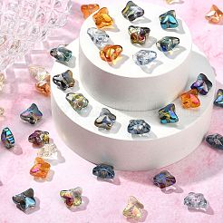 100色電気メッキ透明ガラスビーズ10個。  蝶  ミックスカラー  7.5x10x6mm  穴：1mm  10個/カラー&nbsp;EGLA-CJ0001-13