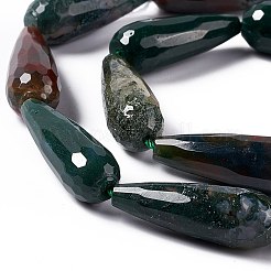 天然石インディアン瑪瑙ビーズ連売り  多面カット  ティアドロップ  28~30x9.5~10.5mm  穴：1.2mm  約13個/連  14.65''~15.39''（37.2~39.1センチメートル）&nbsp;G-I328-06