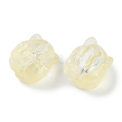 透明スプレーペイントガラスビーズ  キツネ  淡いチソウ  15x14x13.5mm  穴：1.2mm&nbsp;X1-GLAA-H035-01G