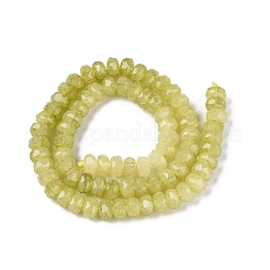ガラスビーズ  イミテーション翡翠  ロンデル  多面カット  ダークオリーブグリーン  7.5~8x5~5.5mm  穴：1.4mm  約70~71個/連  14.57~14.76インチ（37~37.5cm）&nbsp;X-GLAA-N068-01A-A08