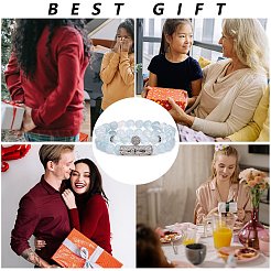 2 個 2 スタイル ナチュラル アクアマリン ストレッチ ブレスレット セット  女性のためのキュービックジルコニアチューブビーズの宝石のブレスレット  内径：2-1/8インチ（5.5cm）  1個/スタイル&nbsp;BJEW-SW00094