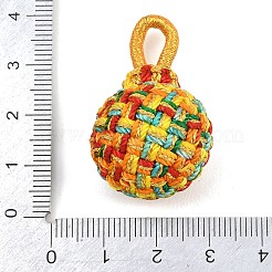ポリエステルペンダント  マルチカラーの編み込みボールチャーム  レッド  38.5~39x22.5~23mm  穴：4.5x8.5mm&nbsp;FIND-D039-01D