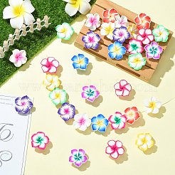 40個10色手作りポリマークレイビーズ  花  ミックスカラー  25~26x25~26x10~12mm  穴：1.6mm  4個/カラー&nbsp;CLAY-CJ0002-13