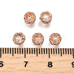 真鍮製ラインストーンスペーサービーズ  グレードAAA  ウェーブエッジ  ニッケルフリー  金の金属の色のバラ  ロンデル  クリスタル  5x2.5mm  穴：1mm&nbsp;RB-A014-L5mm-01RG-NF
