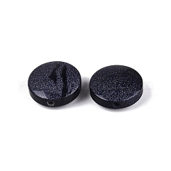 合成ブルーゴールドストーンコインビーズ  フラットラウンド  25.5~26.5x11~12mm  穴：1.4~2mm&nbsp;G-Q601-36A