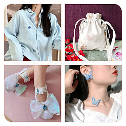 24Pcs 12 Style 3D Rose Organgza Lace Embroidery & Butterfly Ornament Accessories&nbsp;DIY-BT0001-48