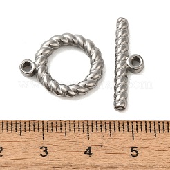 変色しない304ステンレススチールのトグル留め具  ラウンド  ステンレス鋼色  リング：19x16x3mm  穴：1.6mm  バー：7x23x3mm穴：8mm&nbsp;STAS-Q324-06P