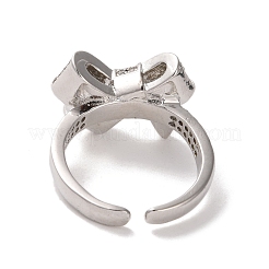 Brass Micro Pave Cubic Zirconia Open Cuff Ring&nbsp;RJEW-K256-58B-P
