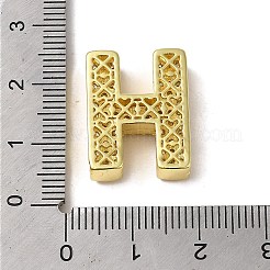 真鍮ビーズ  カドミウムフリー＆鉛フリー  クリアキュービックジルコニア  文字h  20x15.5x5.5mm  穴：4.5mm&nbsp;KK-D098-04H-G
