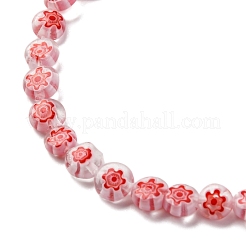 ハンドメイドミッレフィオーリ ランプワークビーズ連売り  フラットラウンド  レッド  6x3mm  穴：0.7mm  約66個/連  14.65''（37.2センチメートル）&nbsp;LAMP-G164-11L
