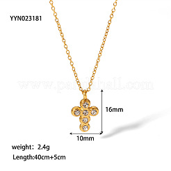 Vintage Cross 304 Stainless Steel Rhinestones Pendant Necklaces for Women&nbsp;LS-UH6931-1
