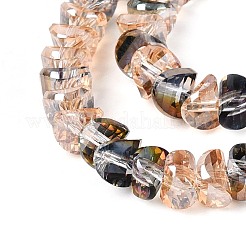 電気メッキ透明ガラスビーズ連売り  インゴット  多面カット  ミックスカラー  3~3.5x5.5~6x5~5.5mm  穴：0.9~1.2mm  約115~116個/連  15.35~15.55インチ（39~39.5cm）&nbsp;EGLA-N022-07B-A01