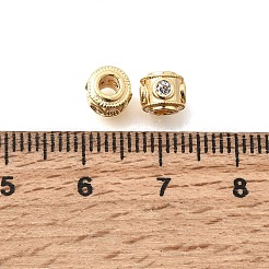 真鍮マイクロペーブクリアキュービックジルコニアビーズ  コラム  18KGP本金メッキ  6~6.5x5mm  穴：2.5mm&nbsp;KK-N289-10G