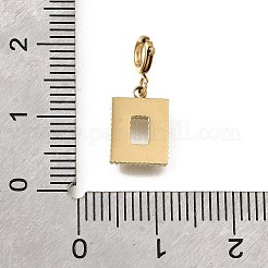 Rectangle 304 Stainless Steel Rhinestone Pendant Decorations&nbsp;STAS-H202-15G