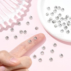 シェグレース真鍮ビーズキャップ  カドミウムフリー＆ニッケルフリー＆鉛フリー  花  プラチナメッキ  6x6x1.5mm  穴：1mm&nbsp;XGRPCU081-286P