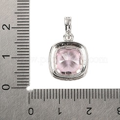 スターリングシルバーのパヴェキュービックジルコニアペンダント925個  プラチナメッキ  正方形  16x13.5x7mm  穴：4.5x3.5mm&nbsp;STER-C015-01A-02