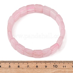 天然ローズクォーツビーズストレッチブレスレット（ユニセックス）  多面カット四角形  ビーズ：12x10x6mm  内径：2.24インチ（5.7cm）&nbsp;G-K303-02L