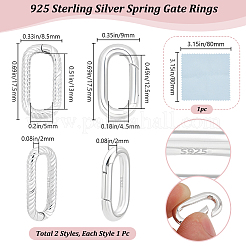 2Pcs 2 Styles 925 Sterling Silver Spring Gate Rings&nbsp;STER-BBC0007-41
