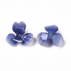 プラスチックビーズ  花  スレートブルー  17x18x7mm  穴：0.8mm&nbsp;KY-N015-028