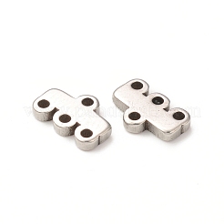 変色しない304ステンレススチールシャンデリア部品リンク  4ループコネクタ  長方形  ステンレス鋼色  5x8x1.5mm  穴：1mm&nbsp;X-STAS-A074-02C-P