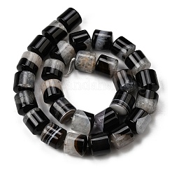天然石瑪瑙ビーズ連売り  染め＆加熱  ドラム  ブラック  14~14.5x13.5~14.5mm  穴：1~1.2mm  約28個/連  15.55