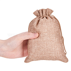 黄麻布ラッピングポーチ巾着袋  ミックスカラー  18x13cm  12個/カラー  24個/セット&nbsp;ABAG-BC0001-08-18x13