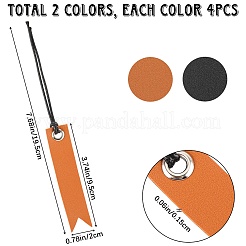 8本2色レザーブックマーク  タッセルと鉄製グロメット付き  長方形  ミックスカラー  193~195mm  4個/カラー&nbsp;AJEW-CP0007-57