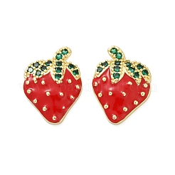 Brass Micro Pave Cubic Zirconia Stud Earrings&nbsp;EJEW-F895-27C-02G