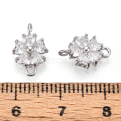 Brass Pave Clear Cubic Zirconia Connector Charms&nbsp;KK-N267-02D-P