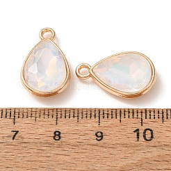 合金ガラスペンダント  ティアドロップチャーム  ゴールドカラー  多面カット  フローラルホワイト  19.5x12.5x5.5mm  穴：2mm&nbsp;GL-CBA7A25-02B