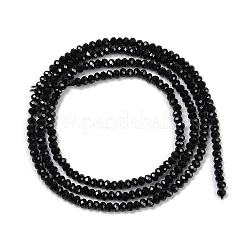 天然石ブラックスピネルビーズ連売り  多面カット  ロンデル  2x2x1~1.5mm  穴：0.5mm  約283個/連  15インチ&nbsp;X-G-P553-F08-01