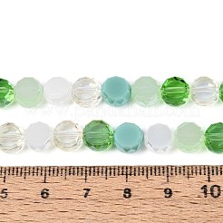 電気メッキガラスビーズセット  フラットラウンド  多面カット  薄緑  7.5~8x4~5mm  穴：1~1.4mm  約25~27個/連  7.28~7.48インチ（18.5~19cm）&nbsp;EGLA-N022-03A-A06