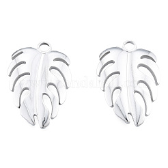 変色しない201ステンレススチールペンダント  モンステラ葉  ステンレス鋼色  26.5x18x2mm  穴：2.5mm&nbsp;STAS-N098-252P
