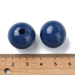 木製大穴ヨーロピアンビーズ  ラウンド  ダークブルー  19~20x18mm  穴：4.2mm&nbsp;WOOD-D027-01E