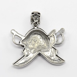 Vintage Men's 304 Stainless Steel Focus Pirate Style Skull Pendants&nbsp;STAS-O044-08