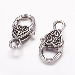 チベット風ハートカニカン  カドミウムフリー＆鉛フリー  アンティークシルバー  26.5x14x6mm  穴：4mm&nbsp;LF014Y