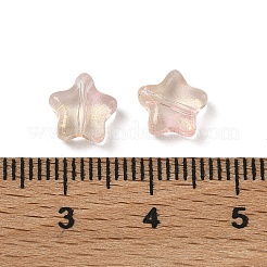 電気メッキガラスビーズ  スター  ピンク  8.5x8.5x4mm  穴：1mm&nbsp;EGLA-E059-G04