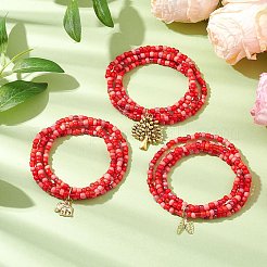 3個 3スタイルガラスストレッチブレスレット  合金チャーム付きブレスレット  混合図形  内径：2インチ（5.1cm）  1個/スタイル&nbsp;BJEW-JB11030